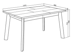 Mesa Comedor, 140x90x75cm, Para 6 comensales, Patas de madera, Negro