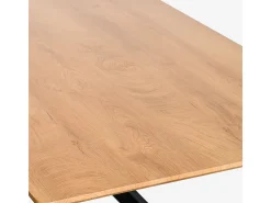 Mesa con patas cruzadas de diseño 160x90 cm de madera y metal Shaila - Natural
