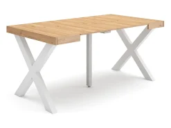 Mesa Consola extensible, 160x90x73cm, Para 8 comensales, Patas madera maciza, Roble