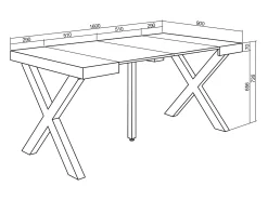Mesa Consola extensible, 160x90x73cm, Para 8 comensales, Patas madera maciza, Roble