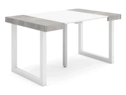 Mesa Consola extensible, 140x90x73cm, Para 6 comensales, Patas madera maciza, Cemento