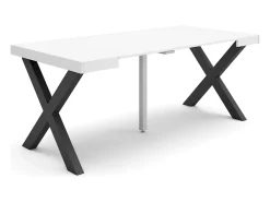 Mesa Consola extensible, 180x90x73cm, Para 8 comensales, Patas madera maciza, Blanco