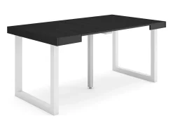 Mesa Consola extensible, 160x90x73cm, Para 8 comensales, Patas madera maciza, Negro