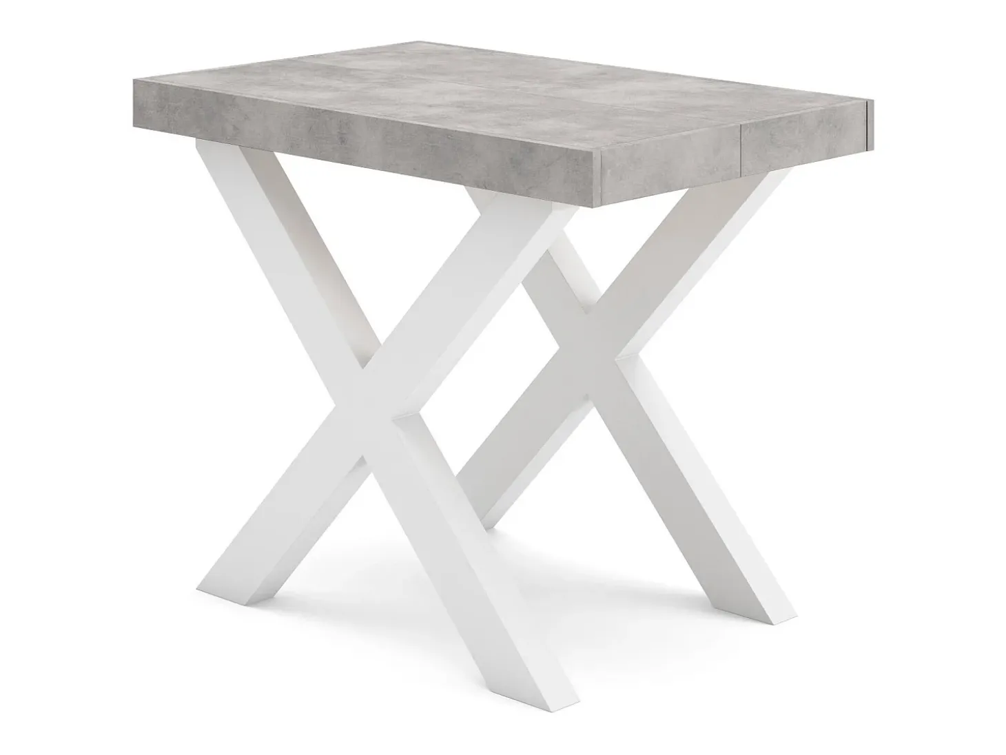 Mesa Consola extensible, 160x90x73cm, Para 8 comensales, Patas madera maciza, Cemento