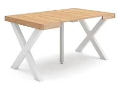 Mesa Consola extensible, 140x90x73cm, Para 6 comensales, Patas madera maciza, Roble