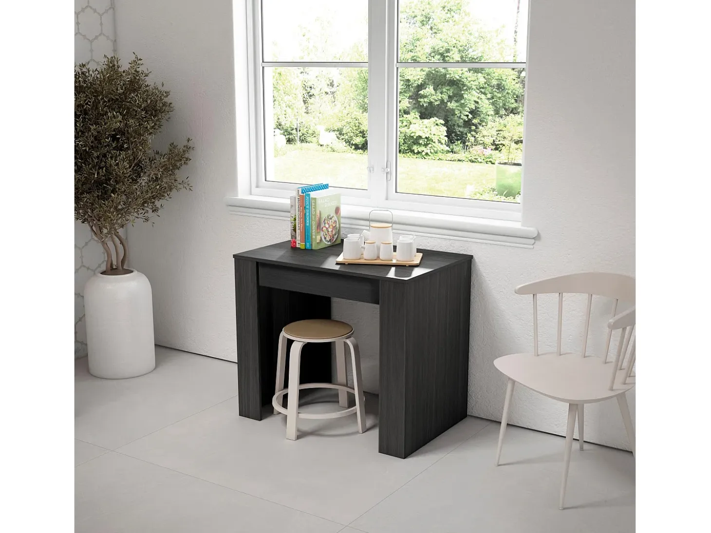 Mesa Consola extensible, 302x90x77cm, Para 14 comensales, Comedor y cocina, Cemento