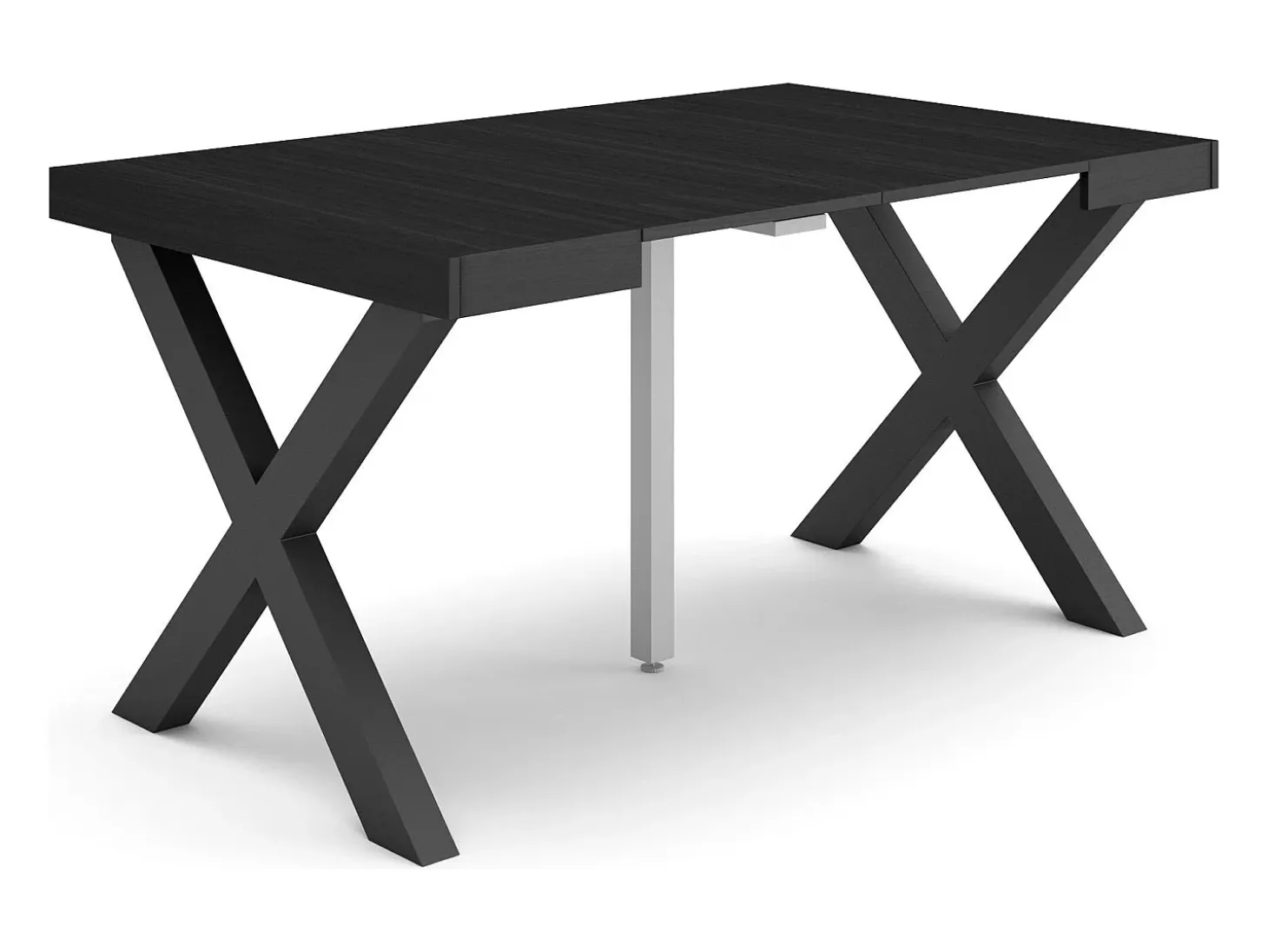 Mesa Consola extensible, 140x90x73cm, Para 6 comensales, Patas madera maciza, Negro