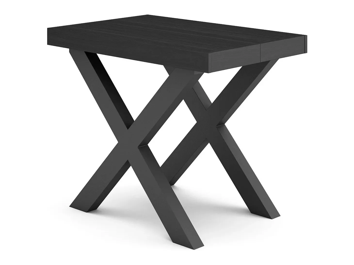 Mesa Consola extensible, 140x90x73cm, Para 6 comensales, Patas madera maciza, Negro