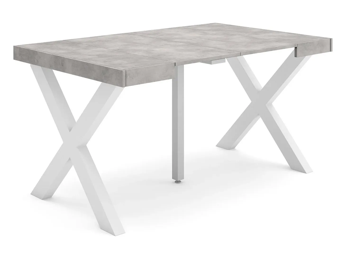 Mesa Consola extensible, 140x90x73cm, Para 6 comensales, Patas madera maciza, Cemento