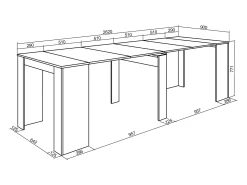 Mesa Consola extensible, 262x90x77cm, Para 12 comensales, Comedor y cocina, Roble