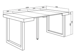 Mesa Consola extensible, 160x90x73cm, Para 8 comensales, Patas madera maciza, Blanco y Cemento
