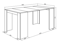 Mesa Consola extensible, 160x90x77cm, Para 8 comensales, Comedor y cocina, Cemento