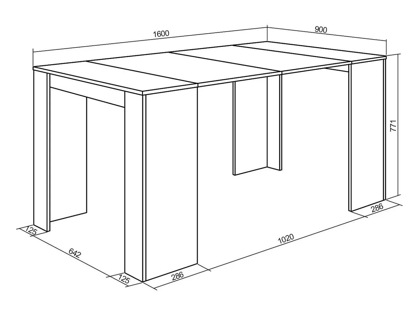 Mesa Consola extensible, 160x90x77cm, Para 8 comensales, Comedor y cocina, Cemento
