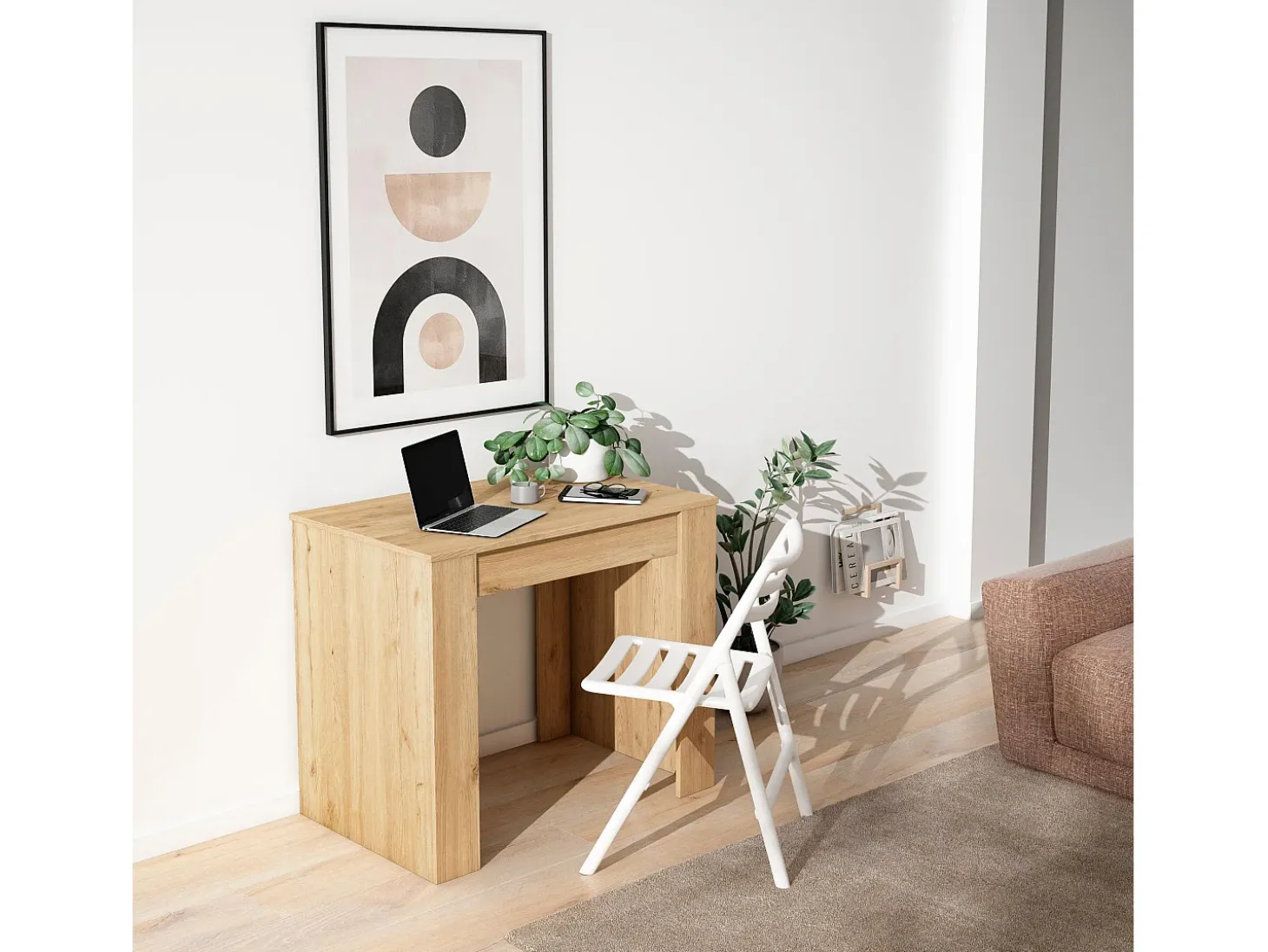 Mesa Consola extensible, 160x90x77cm, Para 8 comensales, Comedor y cocina, Roble