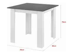 Mesa cuadrada para 4 personas comedor cocina salón 80 cm blanco/gris 03_0006233
