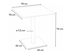 Mesa cuadrada 70x70 para bares restaurantes hoteles Horeca - Negro - Silver