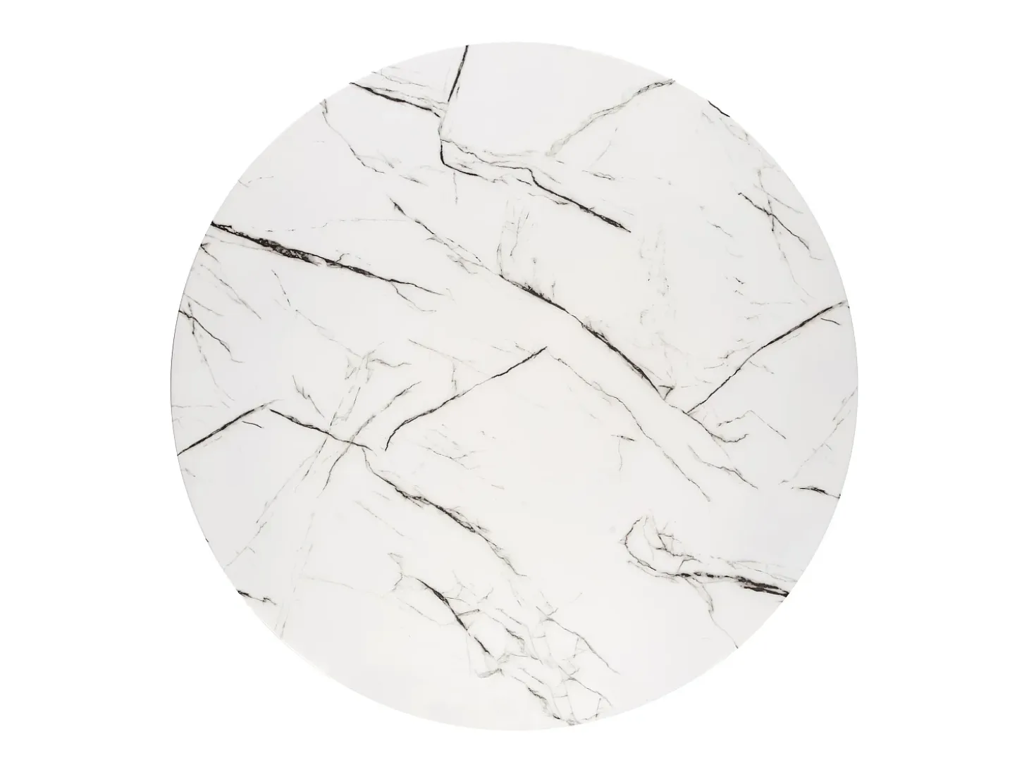 Mesa de 100 cm con tablero de aspecto mármol blanco y base Mezzo dorada