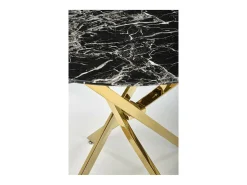 Mesa de 100 cm con tablero de aspecto mármol negro y base Mezzo dorada
