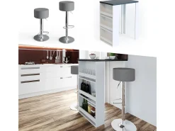 Mesa de bar antracita/blanco 57x80x106