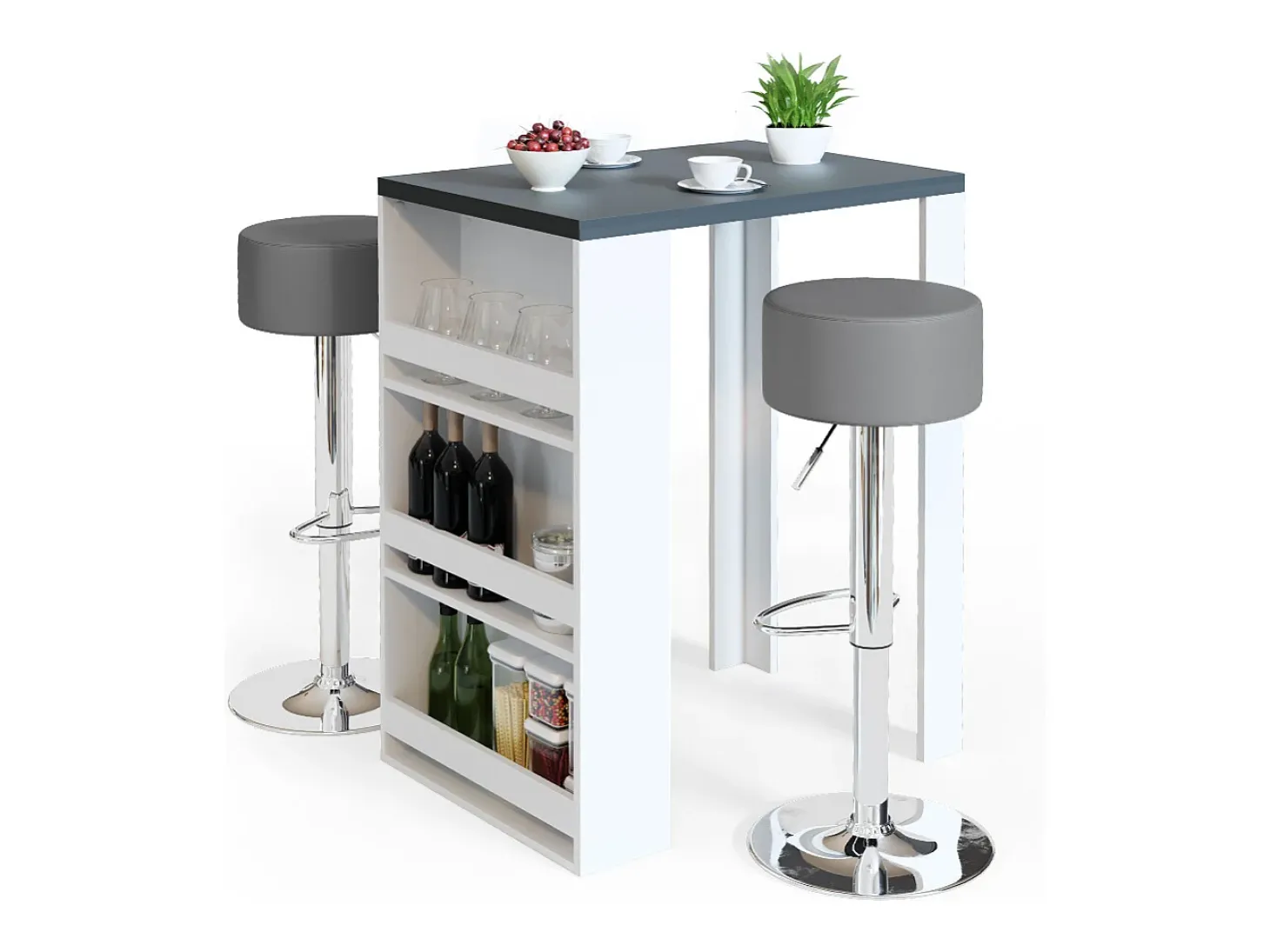 Mesa de bar antracita/blanco 57x80x106