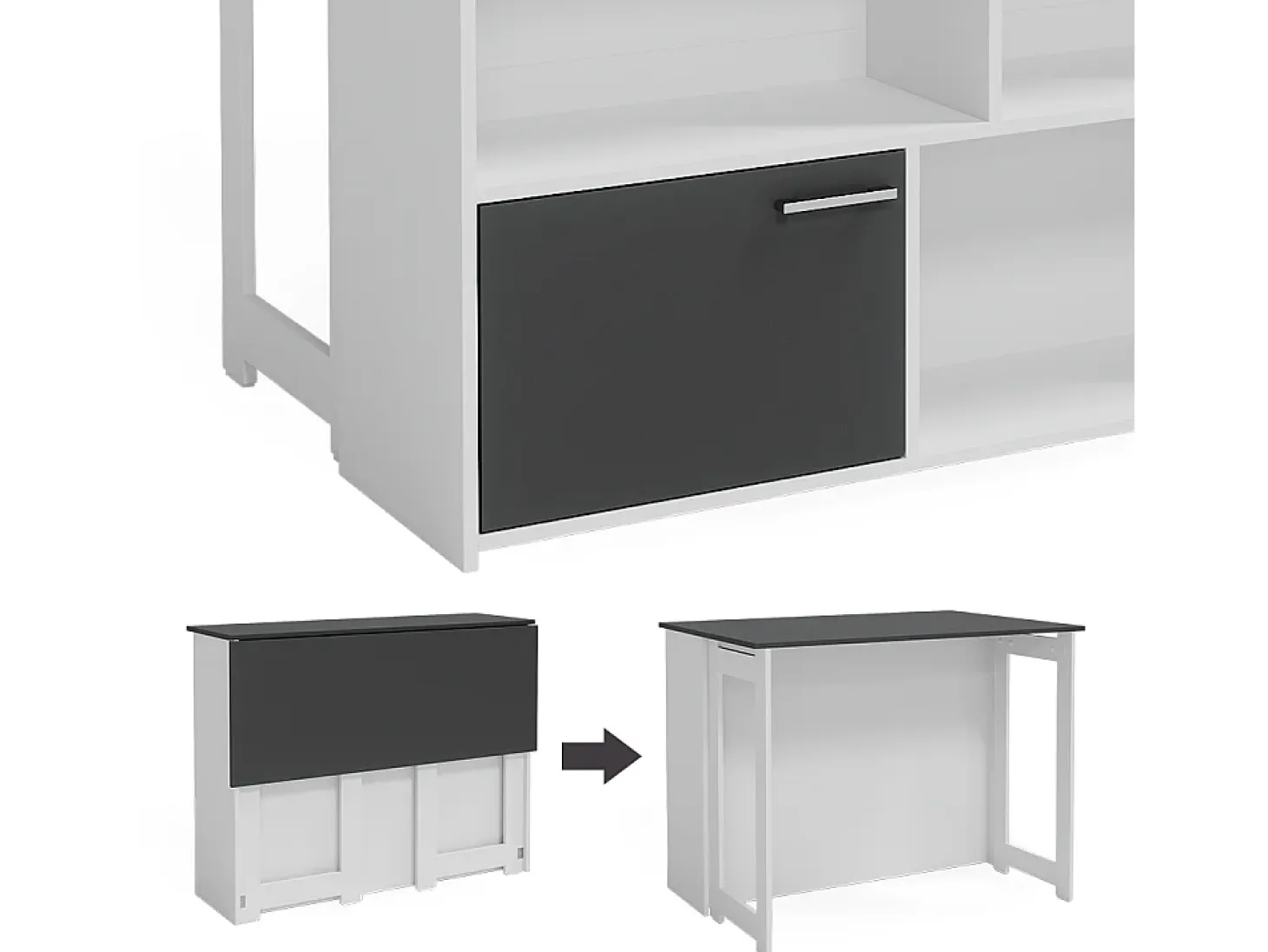 Mesa de bar antracita/blanco 116x37x90.5 dominic