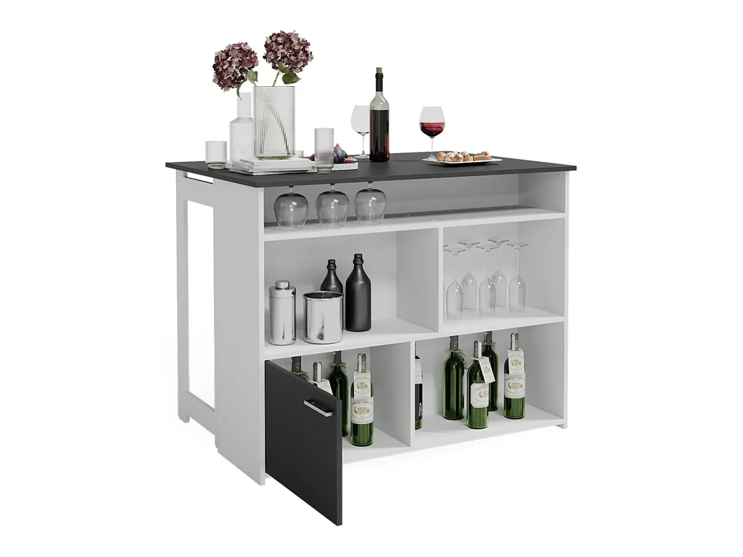 Mesa de bar antracita/blanco 116x37x90.5 dominic