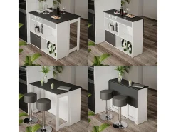 Mesa de bar antracita/blanco 116x37x90.5 dominic