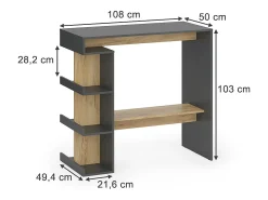 Mesa de bar antracita/roble dorado 108x50x103 dana