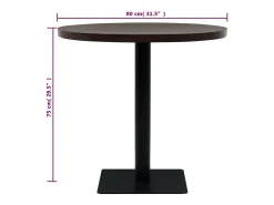 Mesa de bar bistró MDF y acero redonda fresno oscuro 80x75 cm