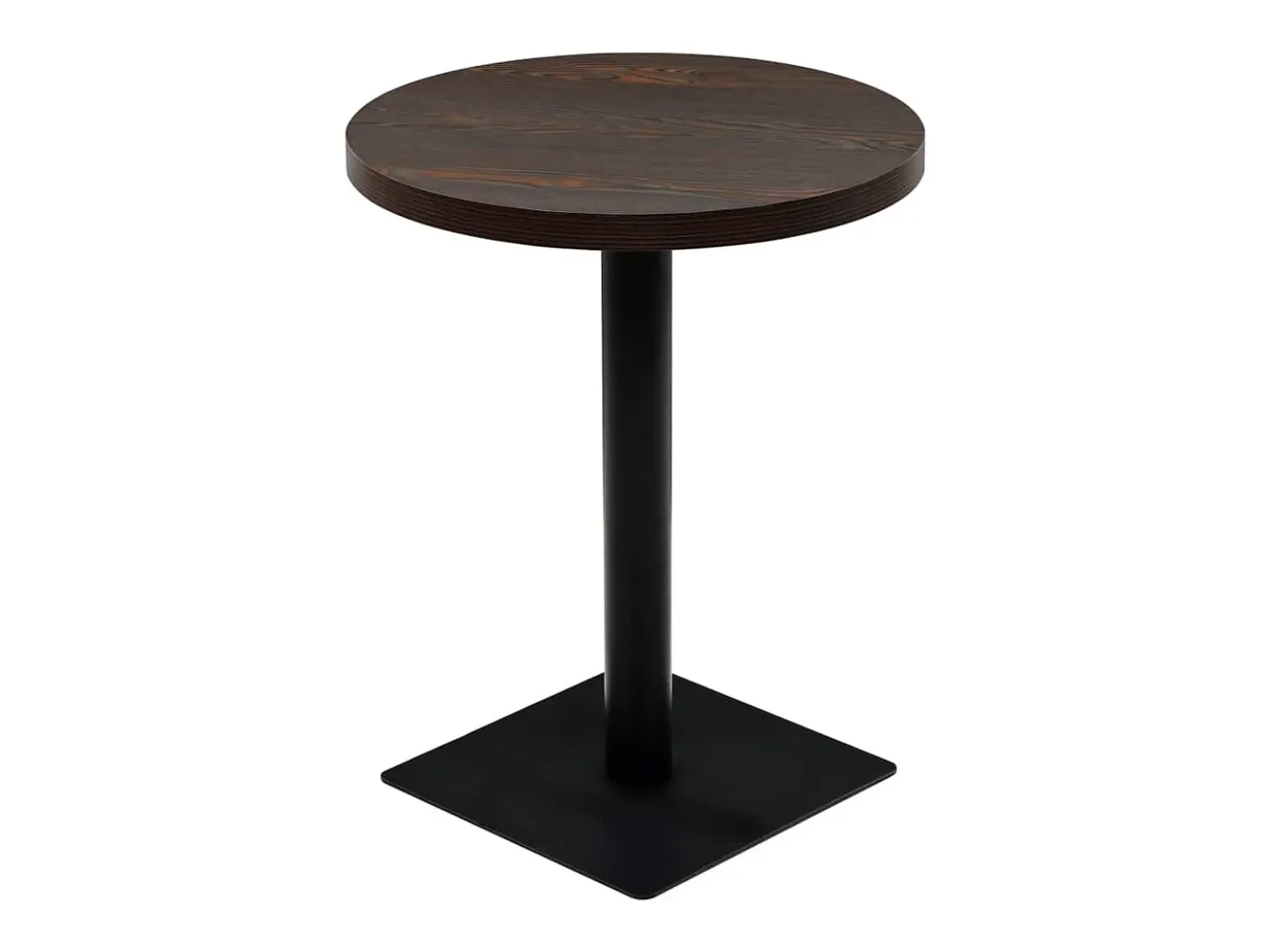Mesa de bar bistró MDF y acero redonda fresno oscuro 60x75 cm ES958198