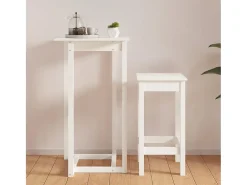 Mesa de bar blanca 60x60x110 cm Madera maciza de pino