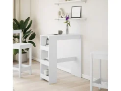Mesa de bar blanca y estantes 90x40x103,5 cm madera de ingeniería