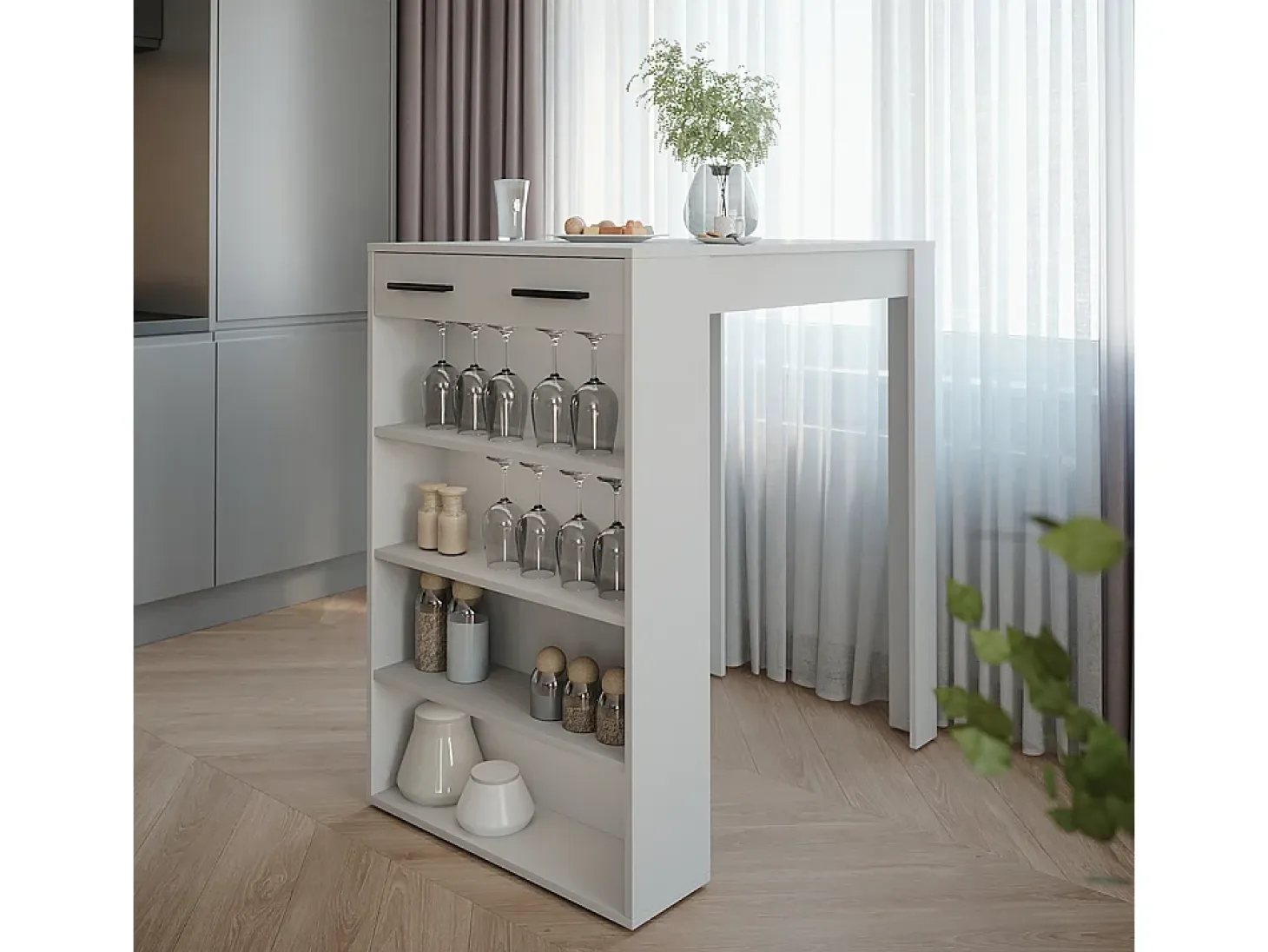 Mesa de bar blanco 67x100x106 repose