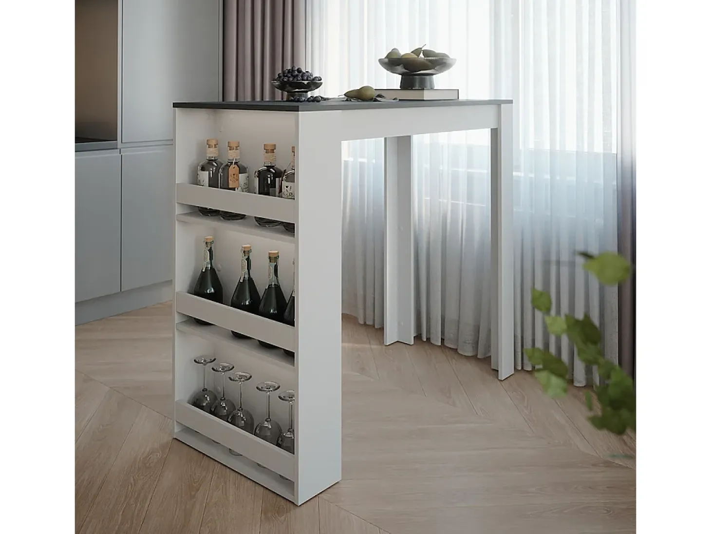 Mesa de bar blanco/antracita 57x117x106 repose