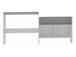 Mesa de bar con 2 tableros blanco y gris 130x40x120 cm ES634197