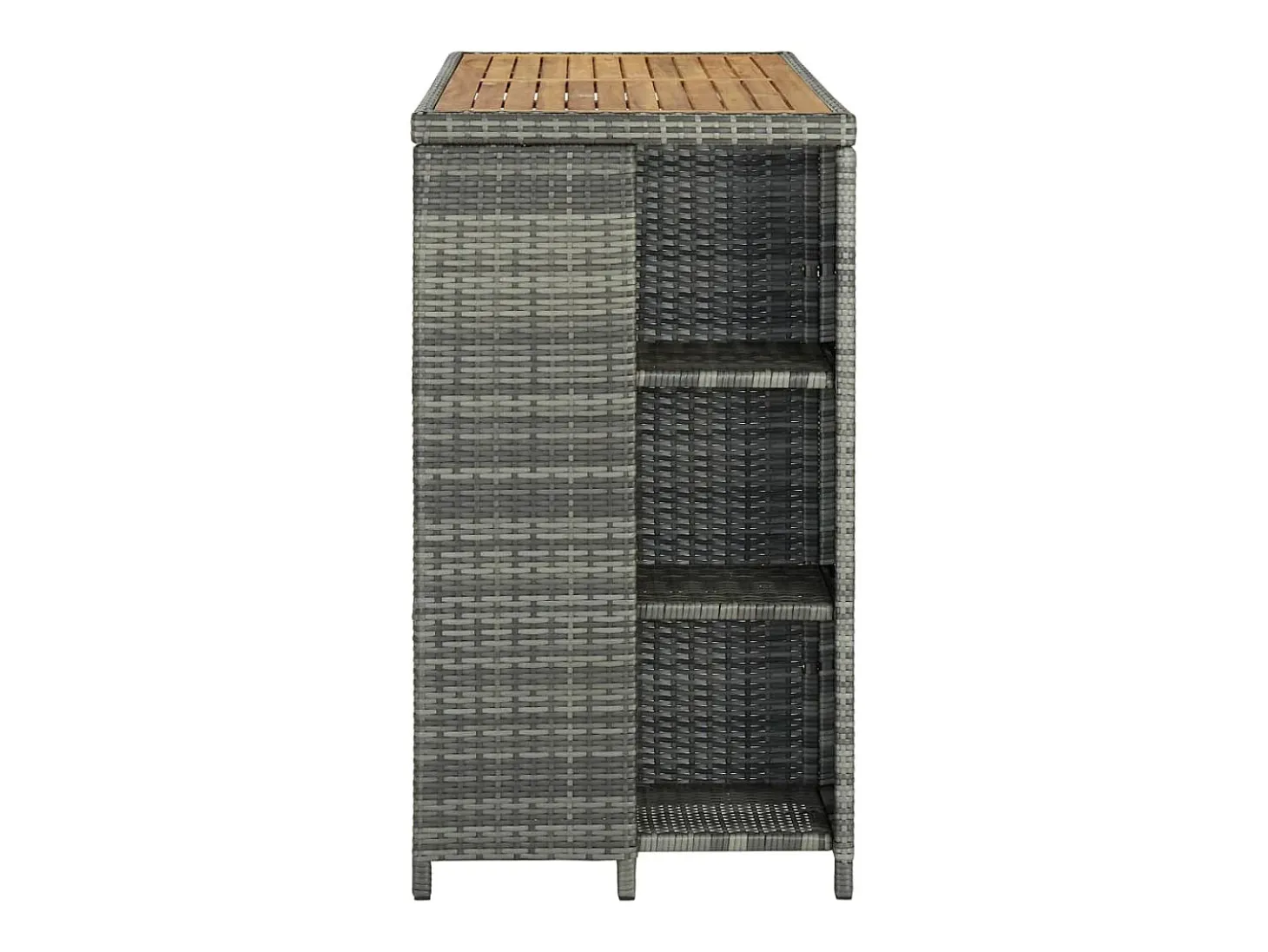 Mesa de bar con almacenaje Gris 120x60x110 cm Mimbre de resina