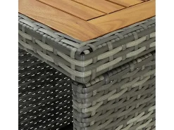 Mesa de bar con almacenaje Gris 120x60x110 cm Mimbre de resina