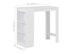 Mesa de bar con estante Blanco 110x50x103 cm