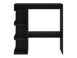 Mesa de bar con estante de almacenamiento de madera de ingeniería negra
