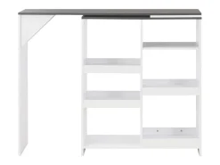 Mesa de bar con estantería móvil blanca 138x39x110 cm
