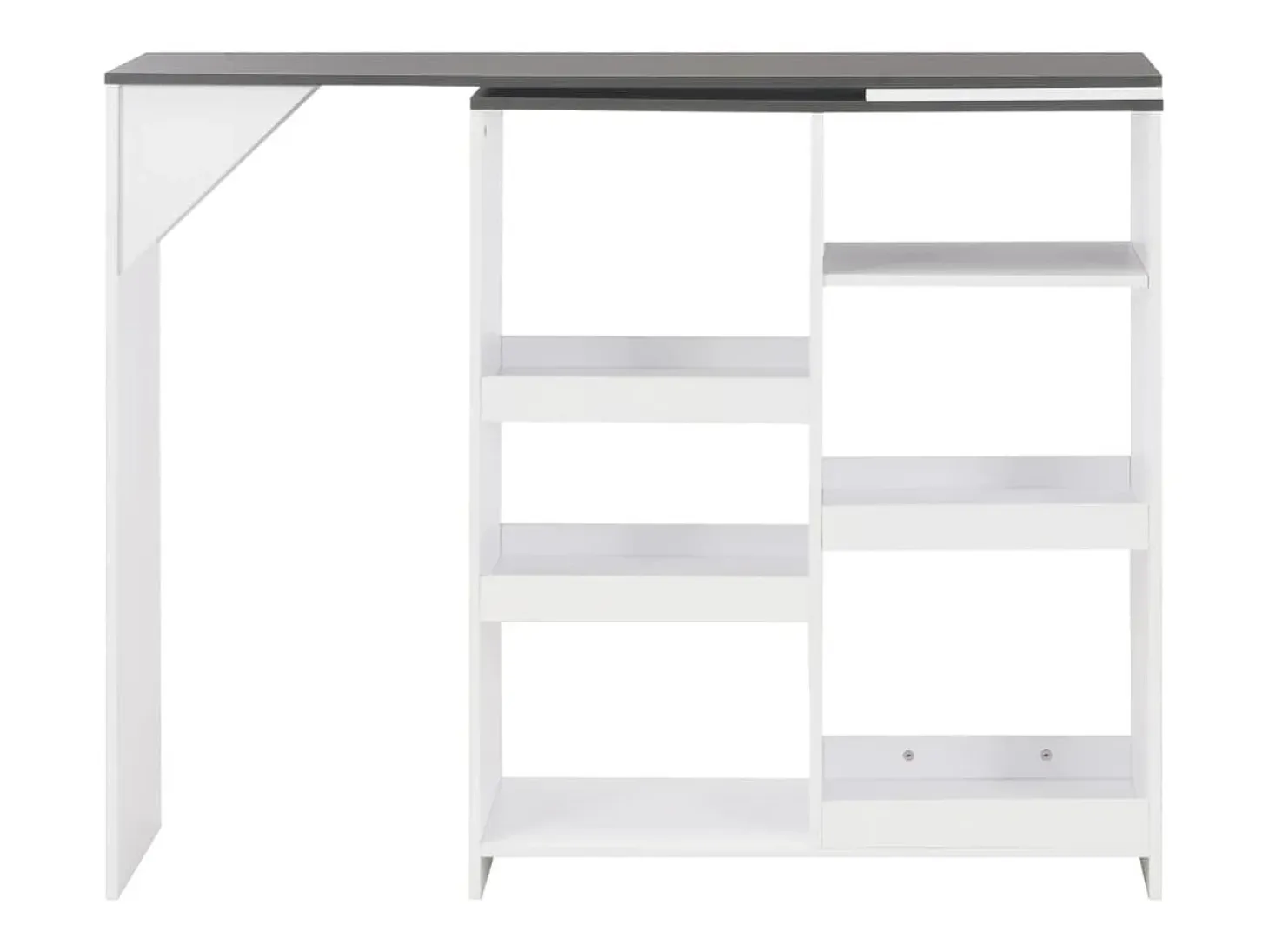 Mesa de bar con estantería móvil blanca 138x39x110 cm