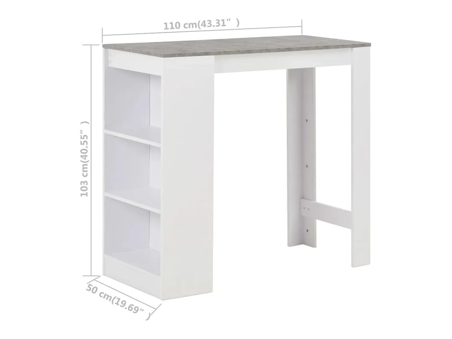 Mesa de bar con estantería blanco 110x50x103 cm