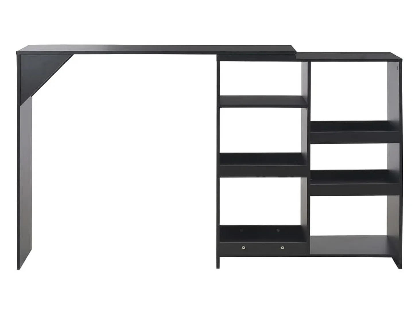 Mesa de bar con estantería móvil negro 138x39x110 cm