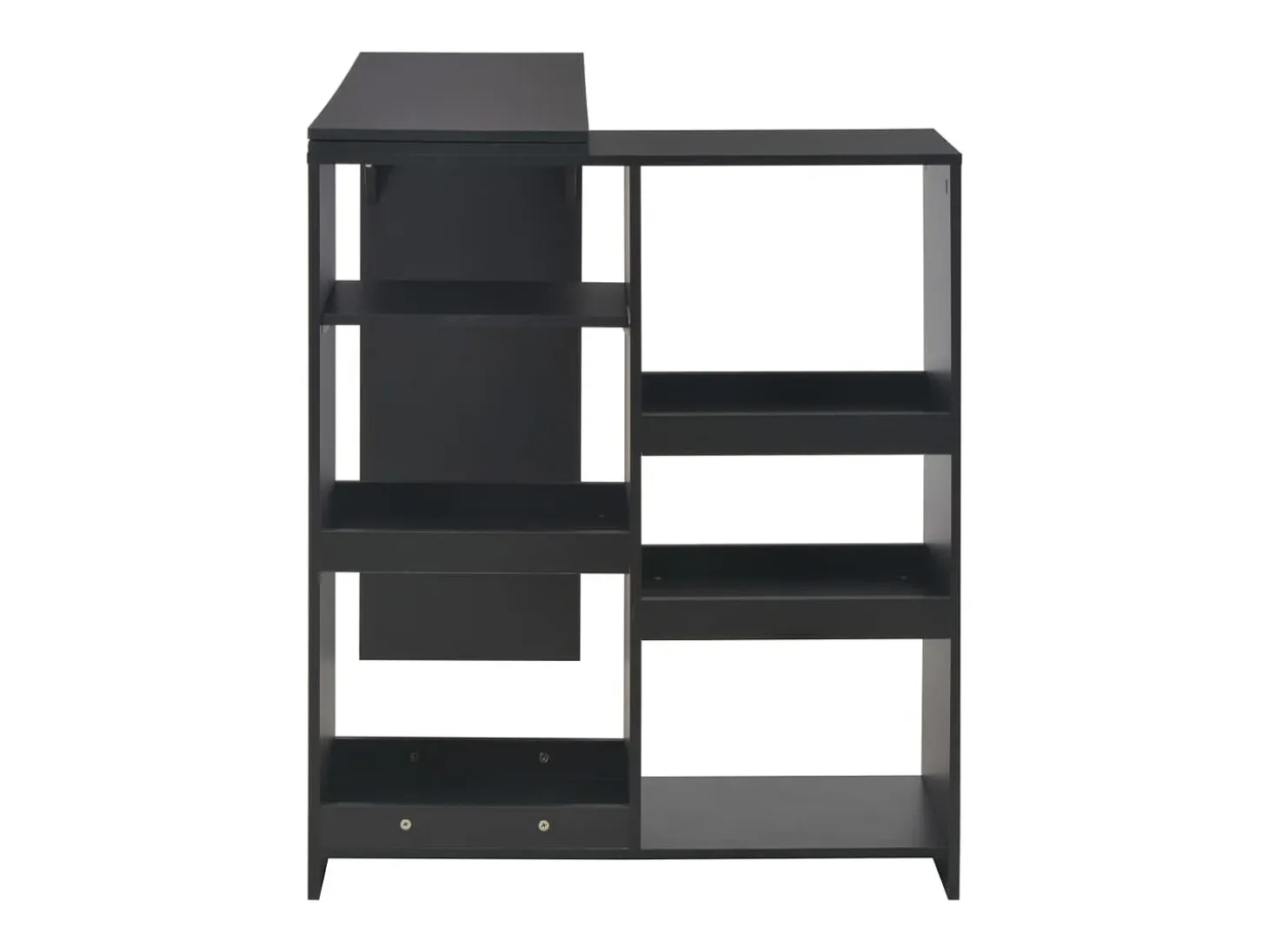 Mesa de bar con estantería móvil negro 138x39x110 cm