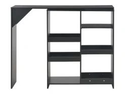 Mesa de bar con estantería móvil negro 138x39x110 cm ES551501