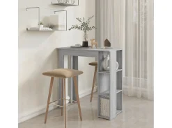 Mesa de bar de madera de ingeniería gris Sonoma con estante