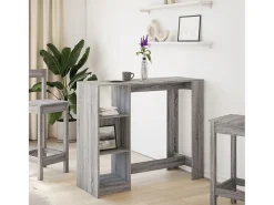 Mesa de bar de madera de ingeniería gris Sonoma con estante