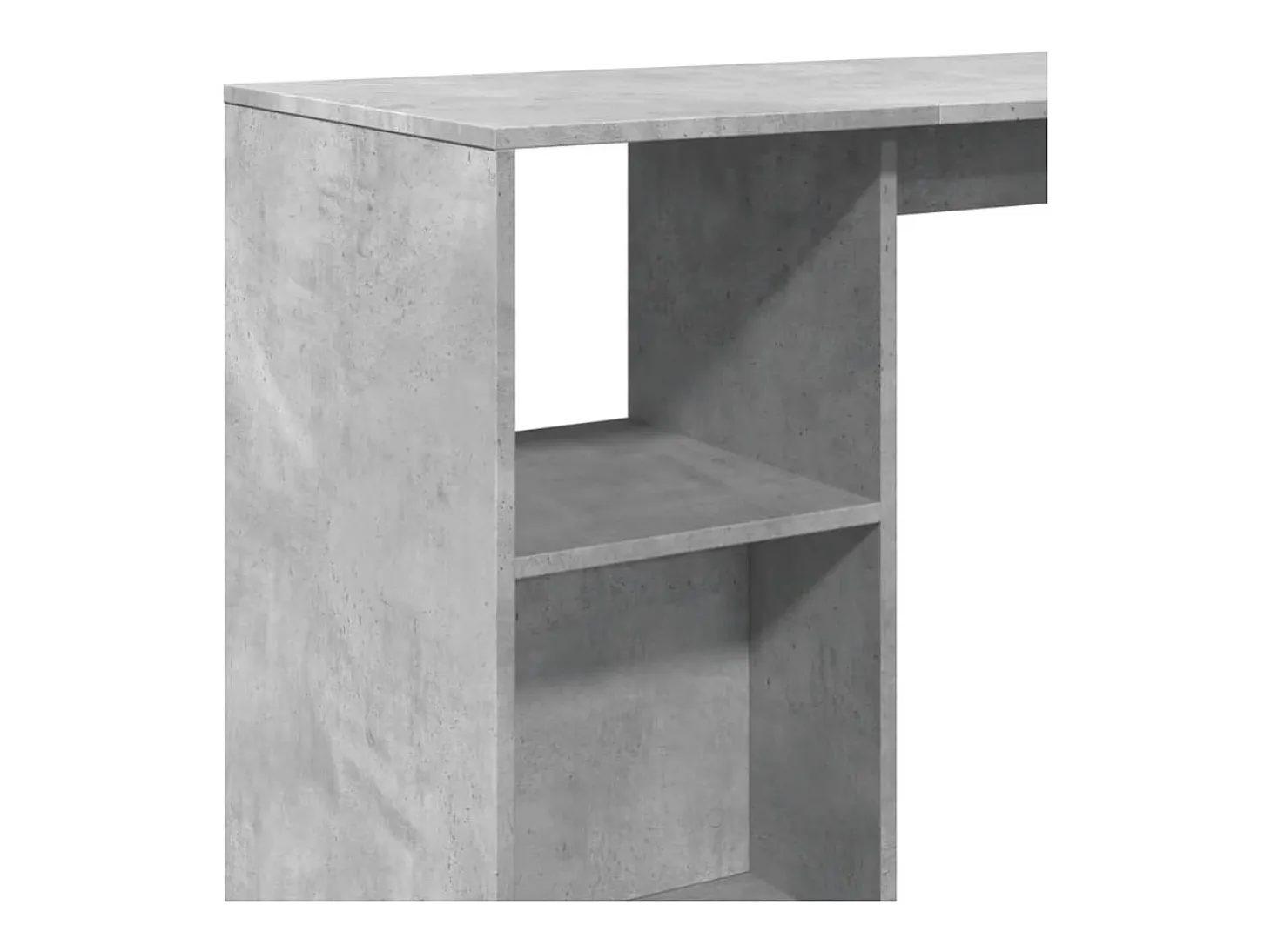 Mesa de bar de madera de ingeniería de color gris hormigón con estante