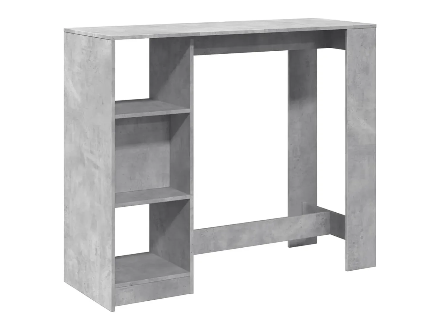 Mesa de bar de madera de ingeniería de color gris hormigón con estante