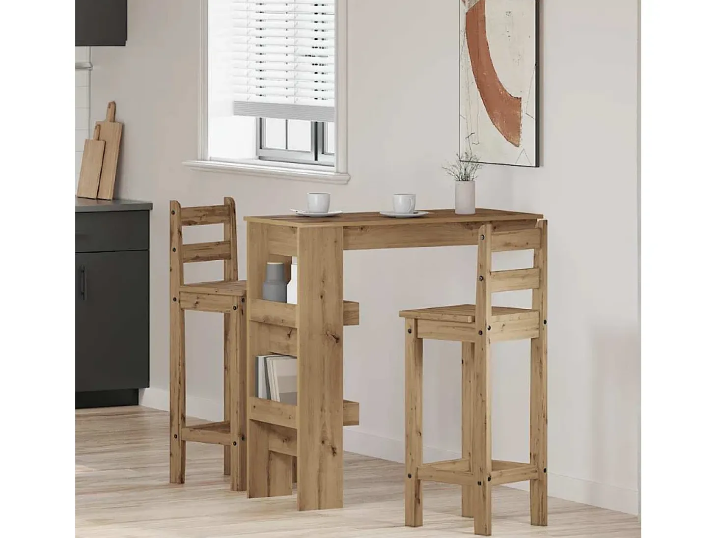 Mesa de bar de pared contrachapada roble artisan 102x45x103,5cm